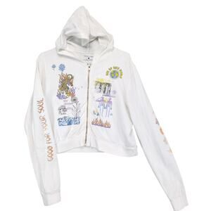 Future State Women's L Cropped Full-Zip Hoodie Jacket, Long Sleeves, Streetwear